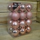 image 2 of 24 Pack 6cm Christmas Tree Baubles 4 Mixed Designs - Rose Gold / Pink