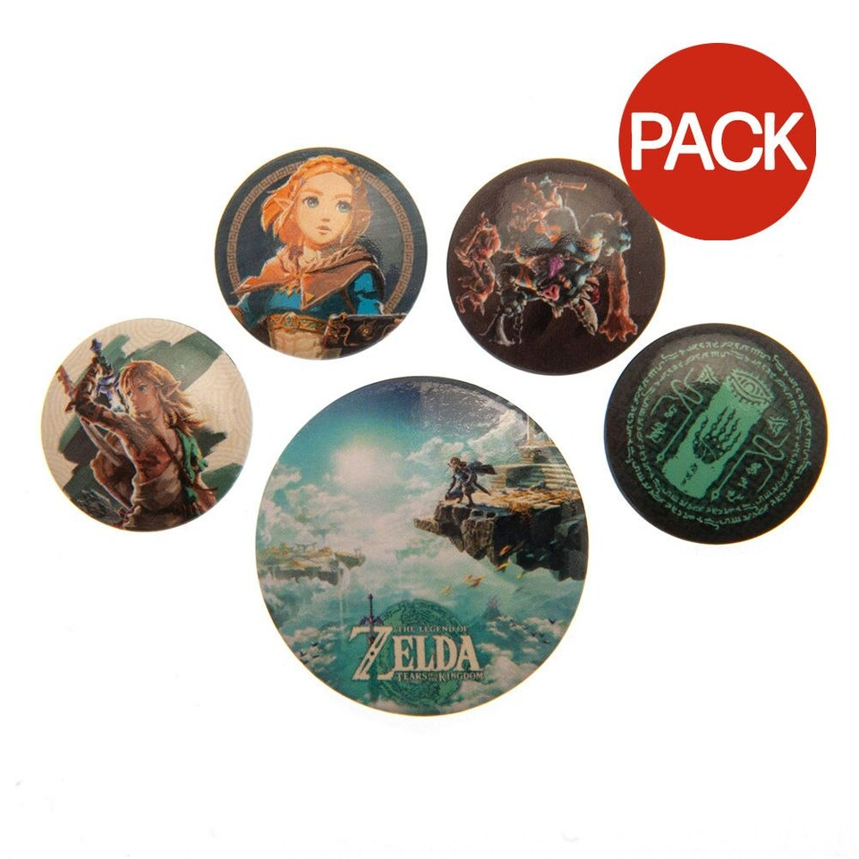 image 1 of The Legend Of Zelda Tears Of The Kingdom Badge Set (Pack of 5) - Multicoloured - One Size