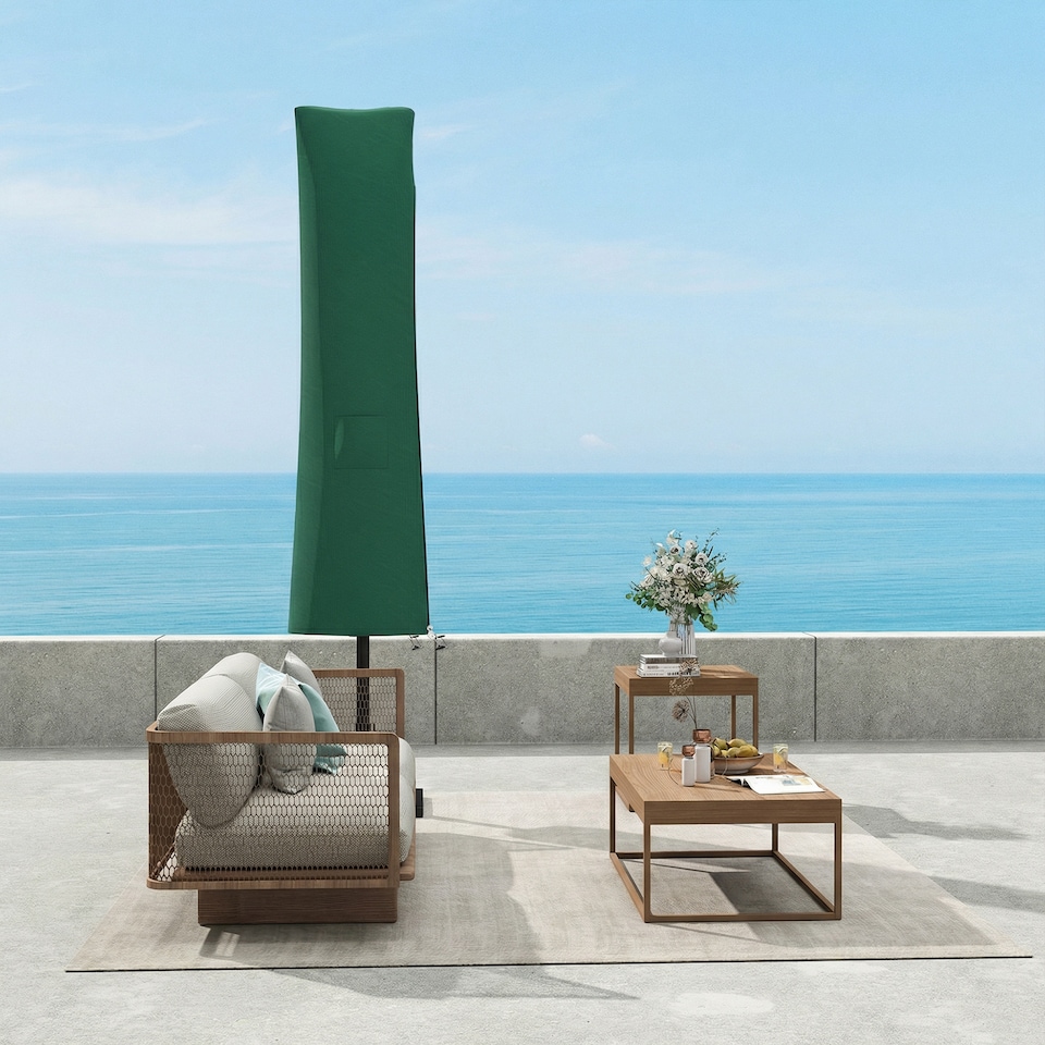 image 1 of Outsunny Garden Parasol Cover, Outdoor Cantilever Banana Umbrella Protector | Green | Green | 240 x 48/70 cm