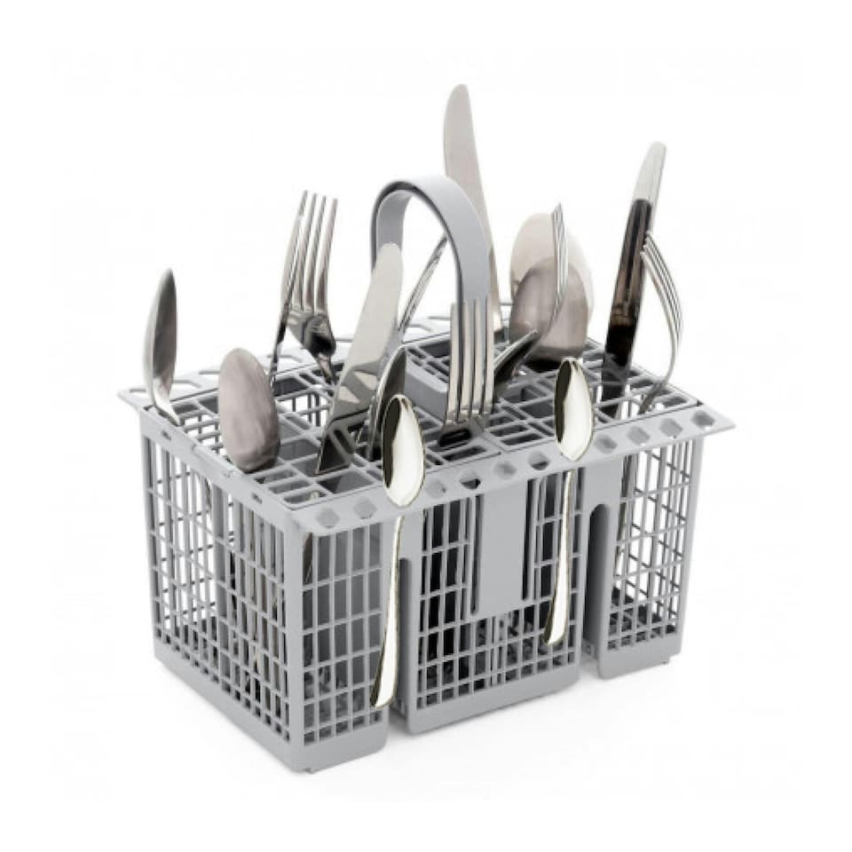 image 1 of SPARES2GO Cutlery Cage Basket compatible with Kenwood Dishwasher (Grey, Removable Handle, 225mm)