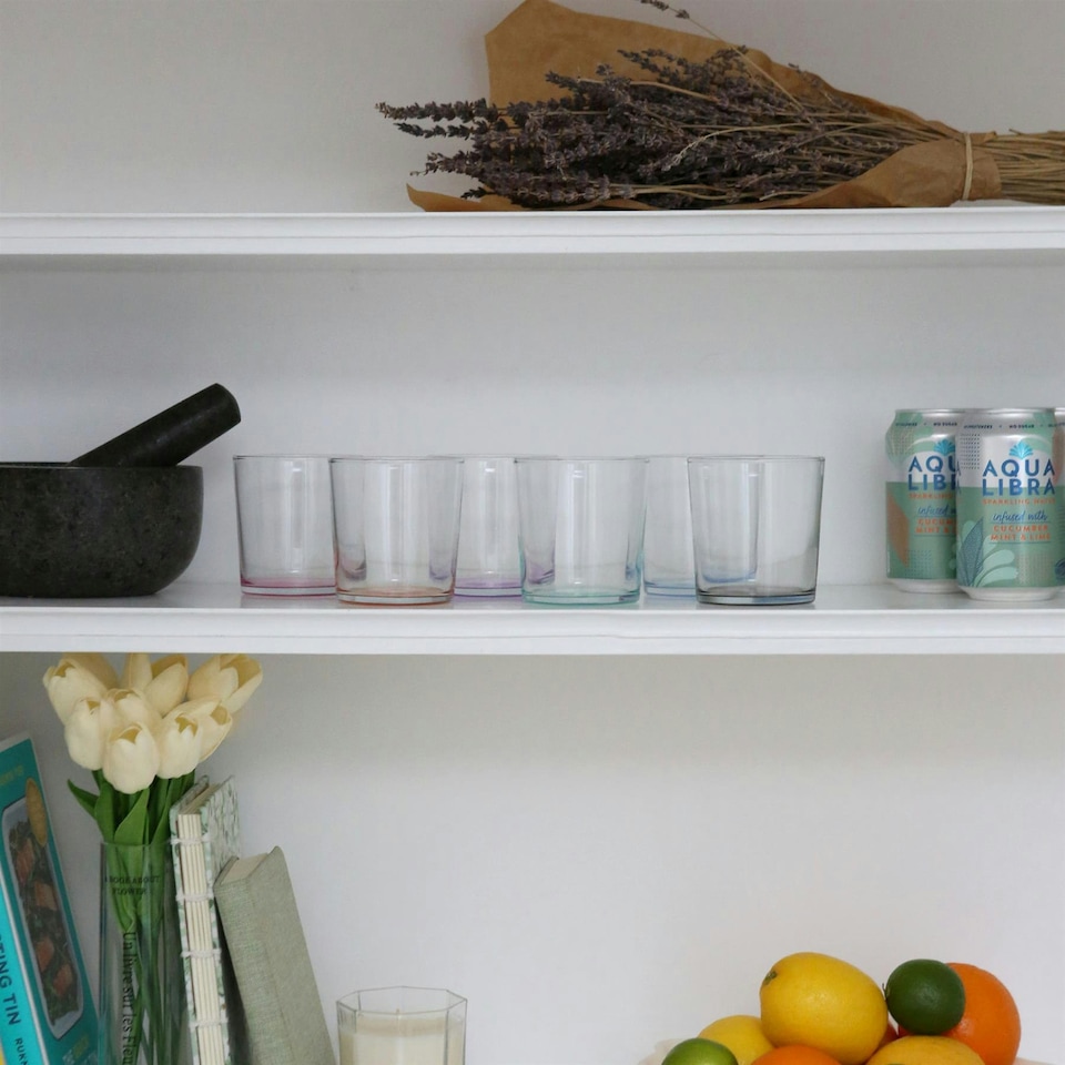 image 1 of LAV Bodega Glass Tumblers - 345ml - Colour Base - Pack of 6 Multi
