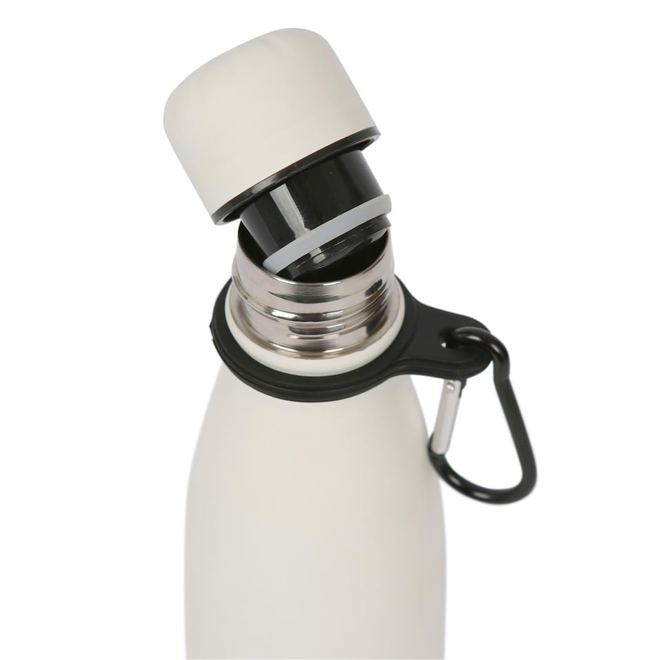 image 1 of Harbour Housewares Stainless Steel Water Bottle with Carabiner Clip - 500ml - Matt White | White | Matt White | One Size