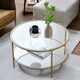 image 1 of Industrial 2 Tier Round Coffee Table With Tempered Glass Gold