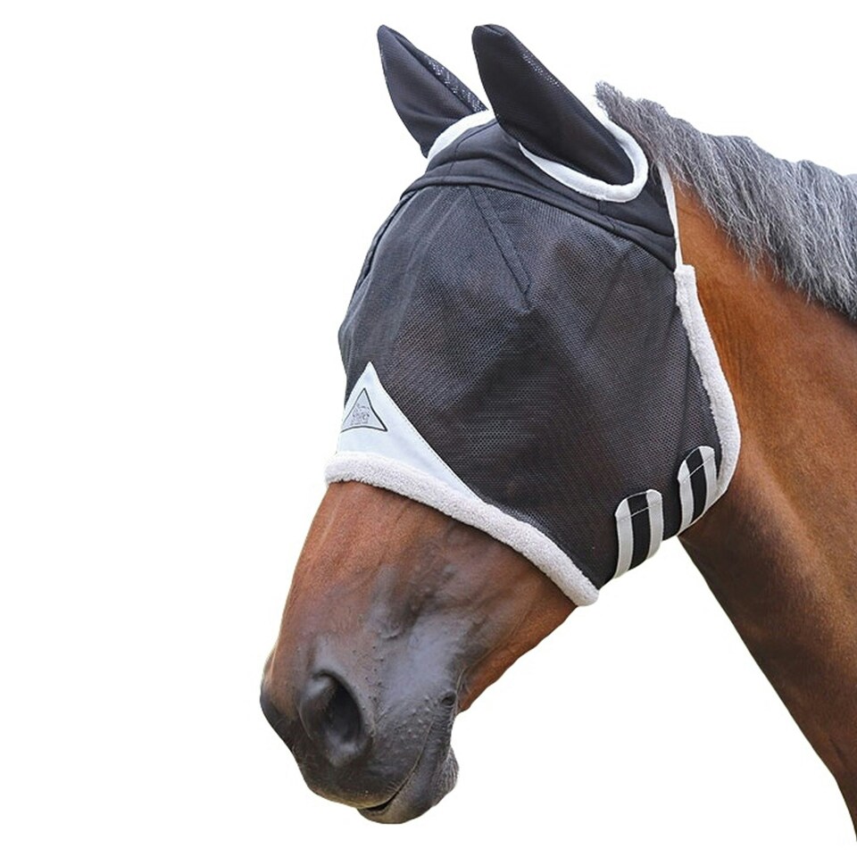 image 1 of Shires Field Durable Horse Fly Mask With Ears - Black - Pony