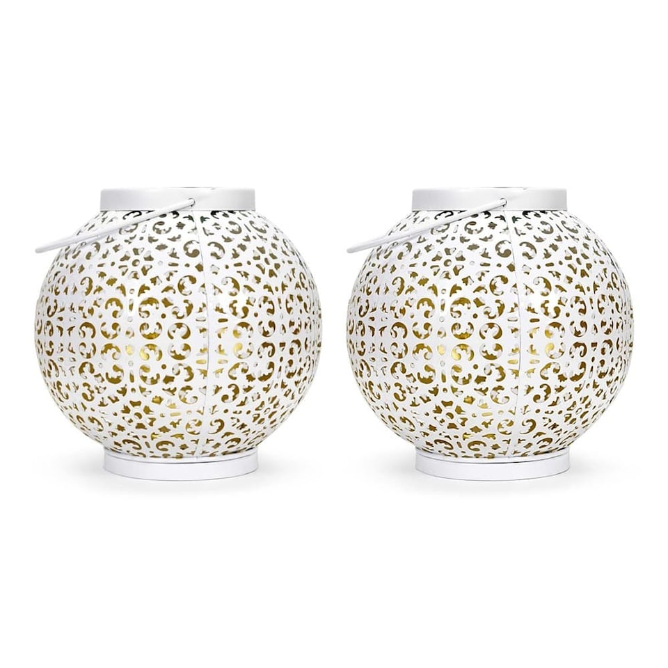 image 1 of ValueLights Solar White Outdoor Lantern | White