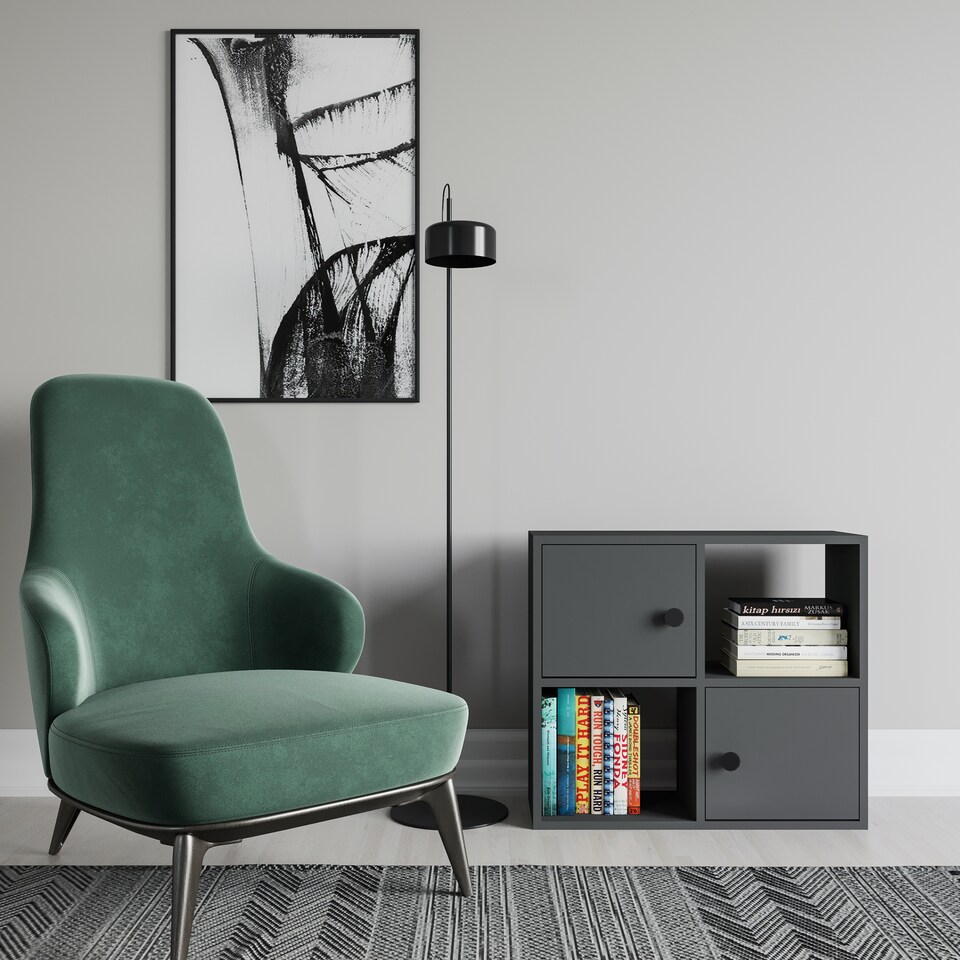 image 1 of Decorotika Tuttle 2-tier and 2 Cabinets Bookcase
