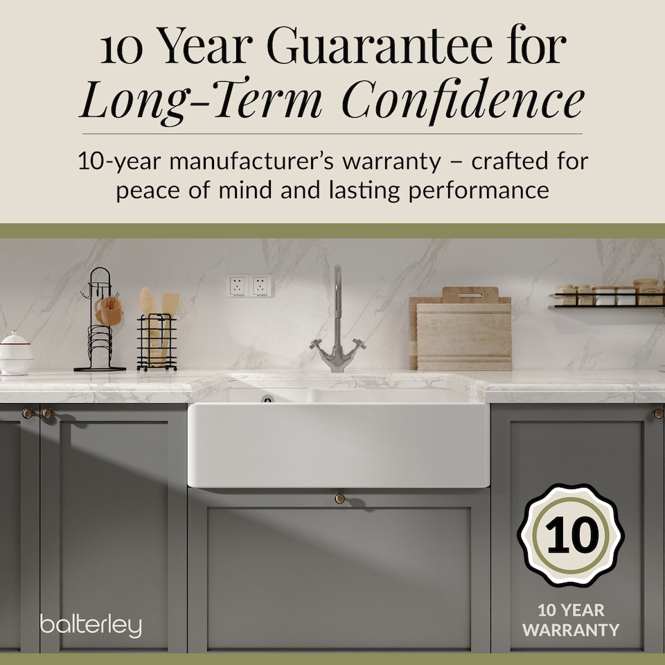 image 1 of Single Bowl Butler Sink with Tap Ledge Overflow No Tap Hole 795mm | White | White | 500 x 795 x 220mm | 1