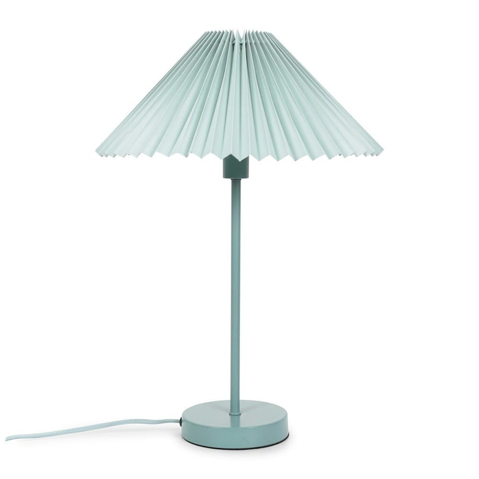 image 1 of ValueLights Akira Blue Pleat Shade Side Table Lamp & Bulb | Blue