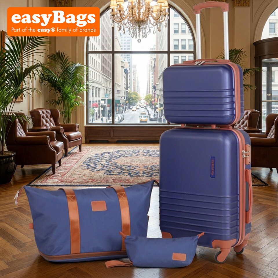 image 1 of Fergana Cabin Luggage Set Carry On Spinner Suitcase TSA Lock Travel Set Navy