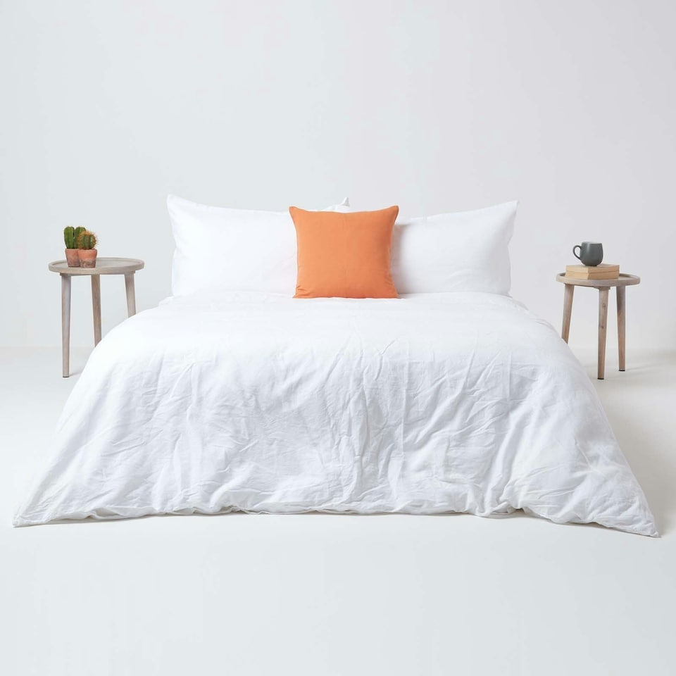 image 1 of Homescapes Burnt Orange European Size Linen Pillowcase - 80 x 80 cm Orange