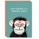 image 1 of Wonderful Auncle Cheeky Chimp Nerd Non Binary Birthday Card
