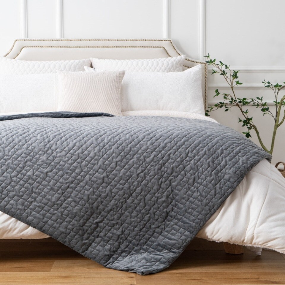 image 1 of Minky Weighted Blanket - Grey - Double Grey