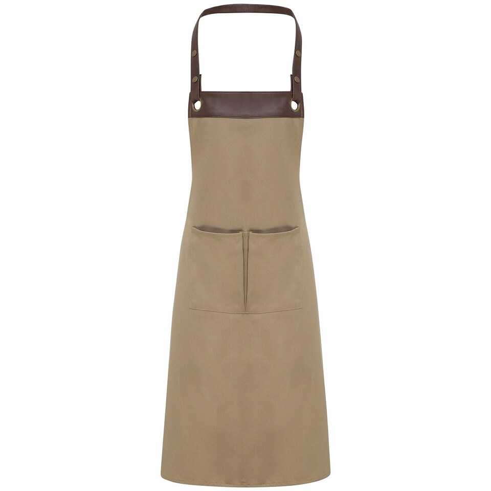 image 1 of Premier Unisex Adult Espresso Full Apron | Brown | Khaki/Brown | One Size | 1