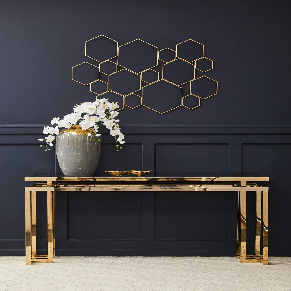 image 1 of Interiors by Premier Stylish Console Table, Ample Storage Console Table For Livingroom, Durable Hallway Table For Balcony Gold