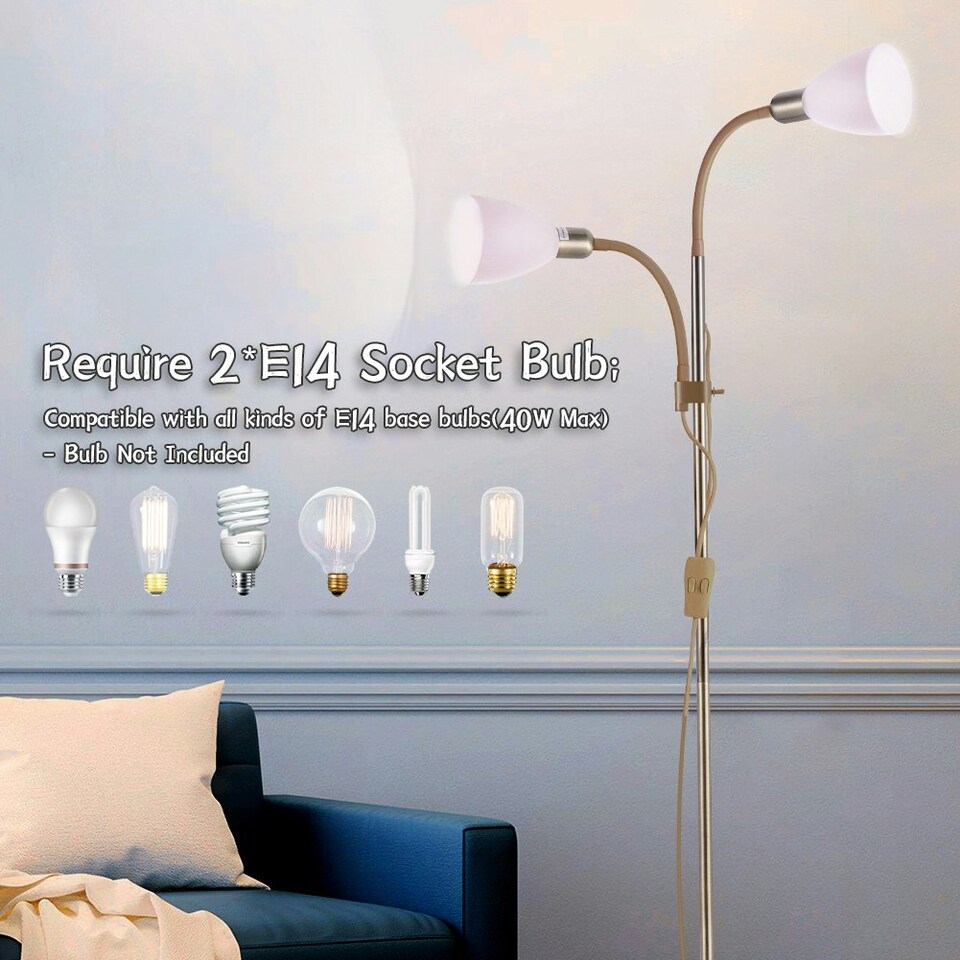 image 1 of Living and Home Modern 2-Head Floor Lamp for Living Room - Bronze