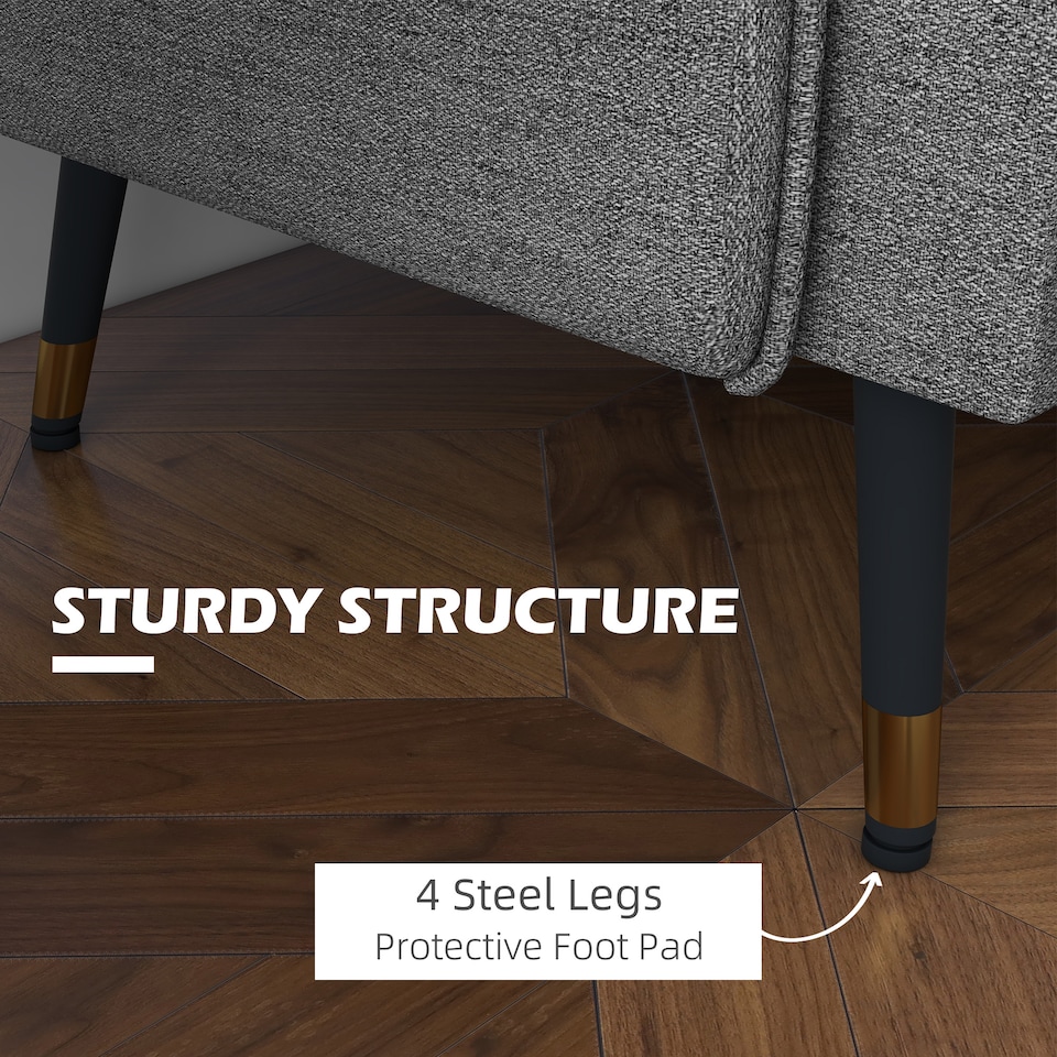 image 1 of HOMCOM Modern Two Seater Sofa, Button Tufted Loveseat with Cushions and Steel Legs for Living Room, Guest Room, Dark Grey | Grey | One Size