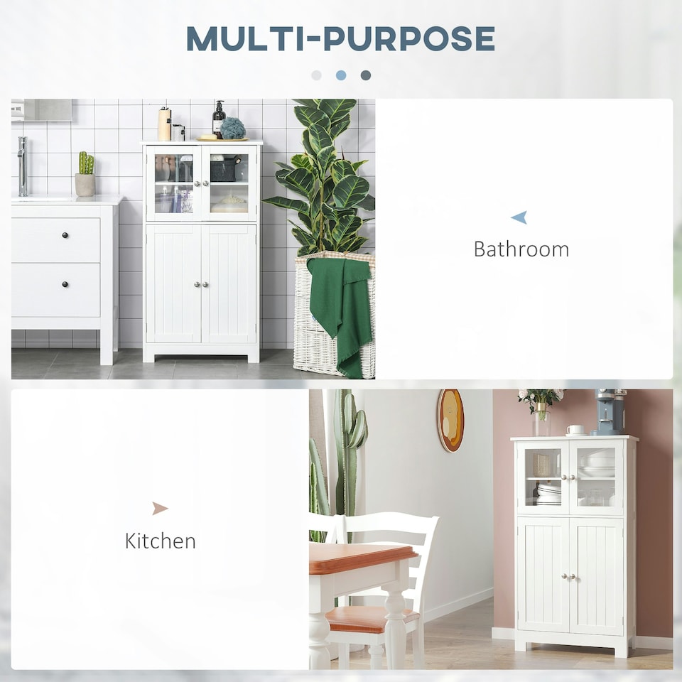 image 1 of kleankin Bathroom Floor Storage Cabinet Standing Unit Kitchen Cupboard W/ Doors