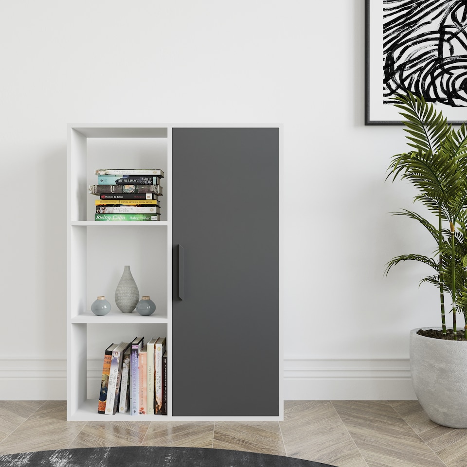 image 1 of Decorotika Patrick 3 Shelves and a Cabinet Bookcase