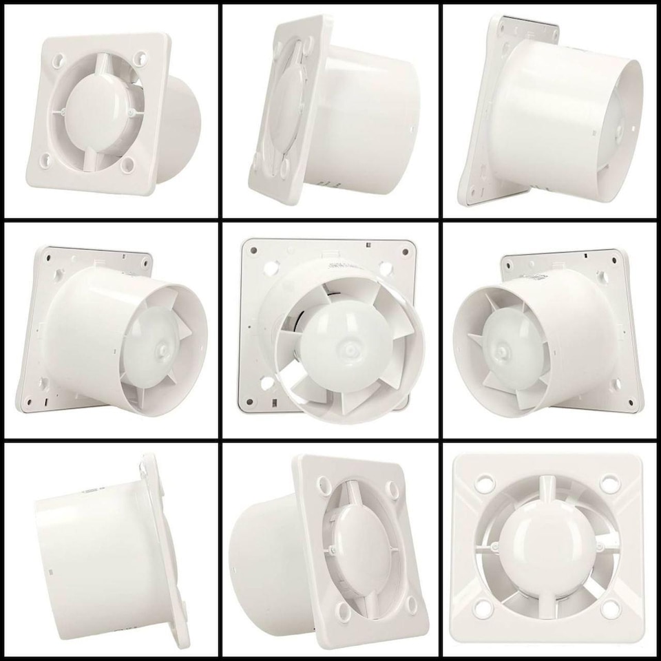 image 1 of 125mm Humidity Sensor Extractor Fan Matte Black Glass Front Panel TRAX Wall Ceiling Ventilation