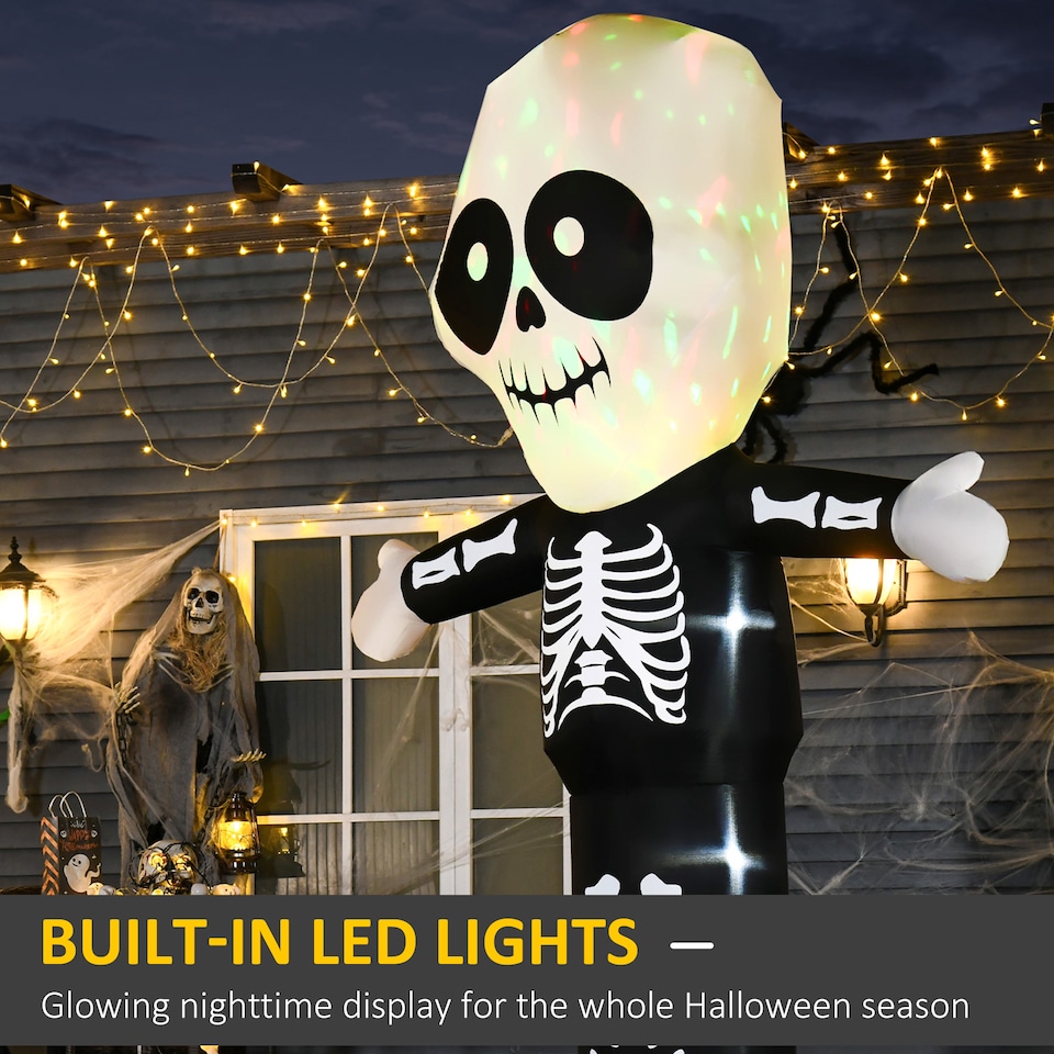 image 1 of HOMCOM 3m Halloween Inflatable Skeleton Ghost Decoration, LED Lighted for Home Indoor Outdoor Garden Lawn Decoration Party Prop