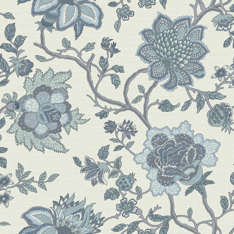 image 1 of Holden Décor Rural Paradise Jacobean Trail Wallpaper - Blue - 10m x 53cm Blue