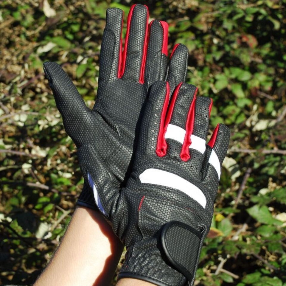image 1 of Rhinegold Pro Riding Gloves Black | Size: Small
Colour: Black/Red