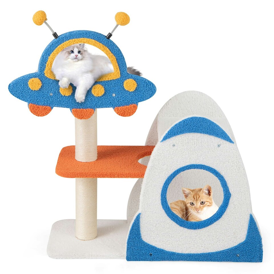 image 1 of COSTWAY 4-Level Cat Tree Tower Activity Center UFO-Shaped