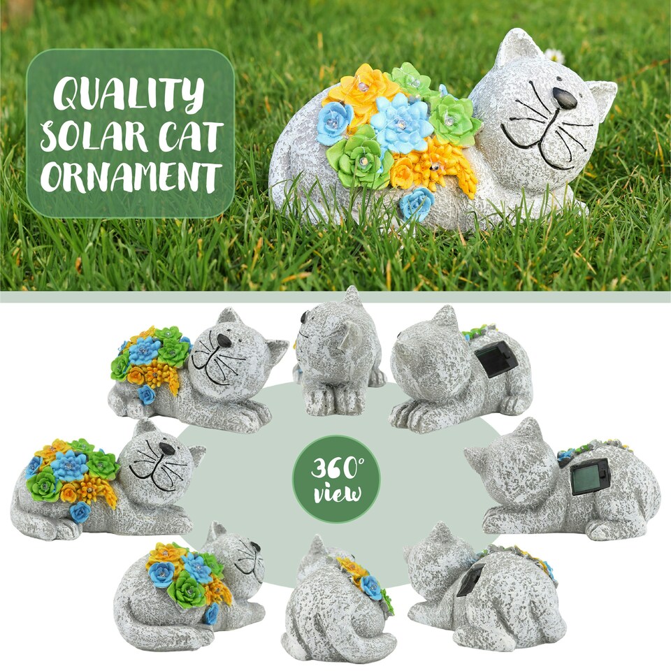 image 1 of Solar Cat Statue Garden Ornaments Outdoor Decorations