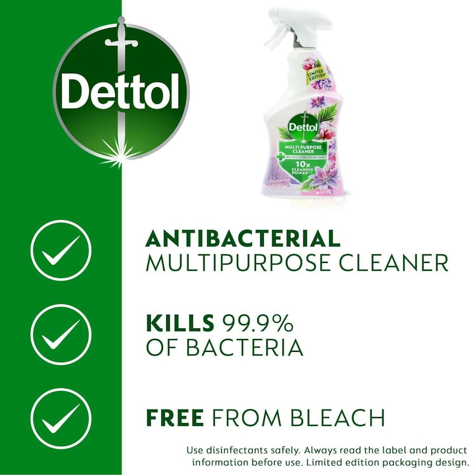 image 1 of Dettol Multipurpose Cleaner Glimmering Petals Spray Kitchen Grease Remover 750ml