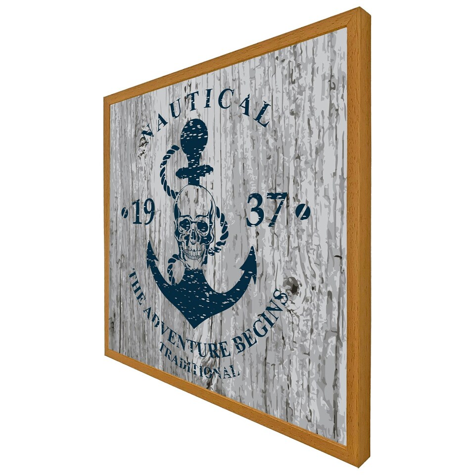 image 1 of Anchor print on wood (Picture Frame) Brown | XL
