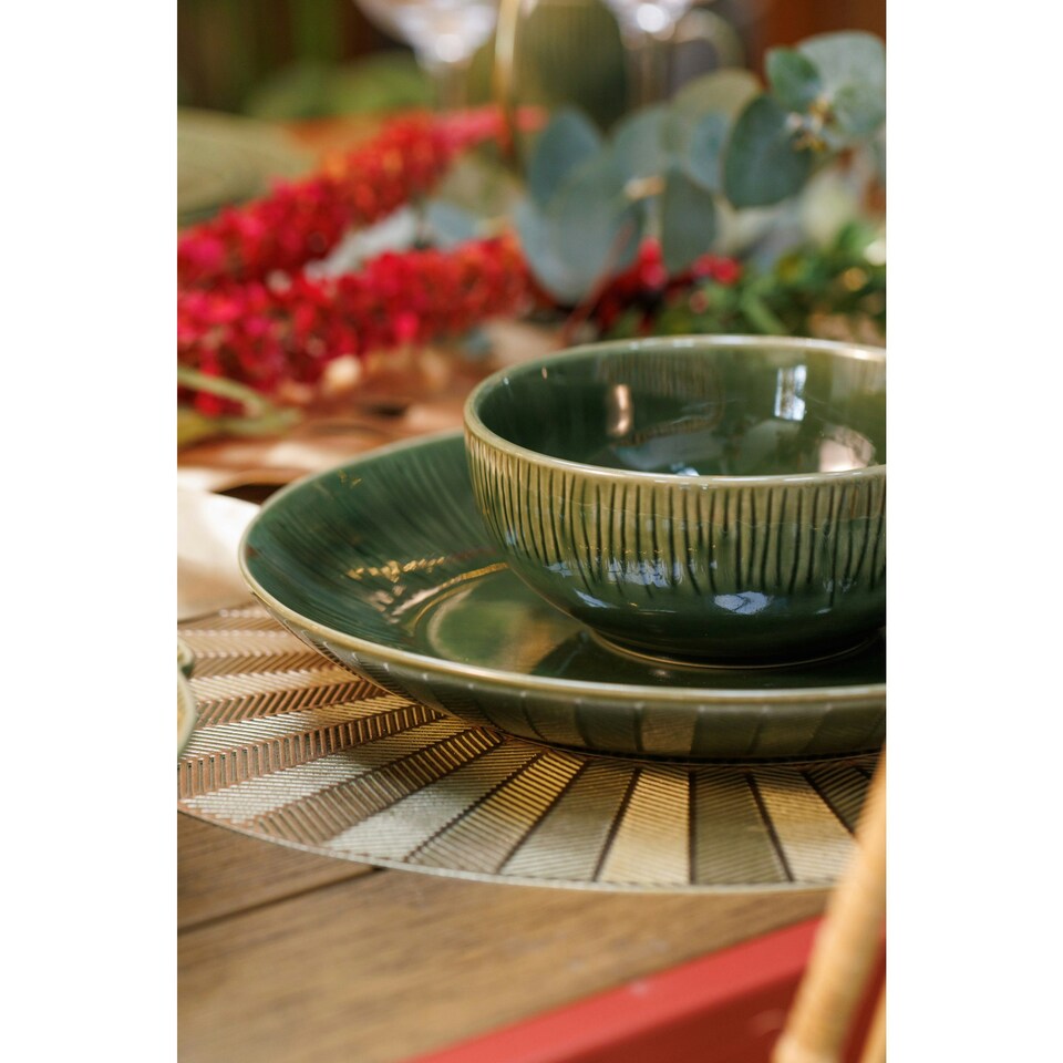 image 1 of Mikasa Cereal Bowl Set Green Ceramic 15cm Set of 4