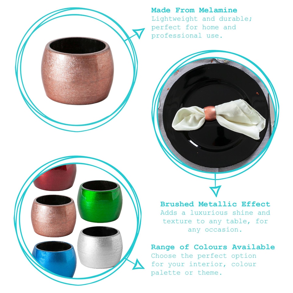 image 1 of Argon Tableware Metallic Napkin Rings - 4.5cm - Blue - Pack of 6 | Blue | Blue