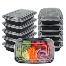 28oz Black Meal Prep Containers With Lid Plastic Microwave Safe Food Storage Box
