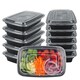 image 1 of 28oz Black Meal Prep Containers With Lid Plastic Microwave Safe Food Storage Box