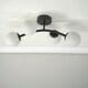 image 1 of ValueLights Jas Black 4 Way Ceiling Light with Opal White Frosted Glass Globe Shades