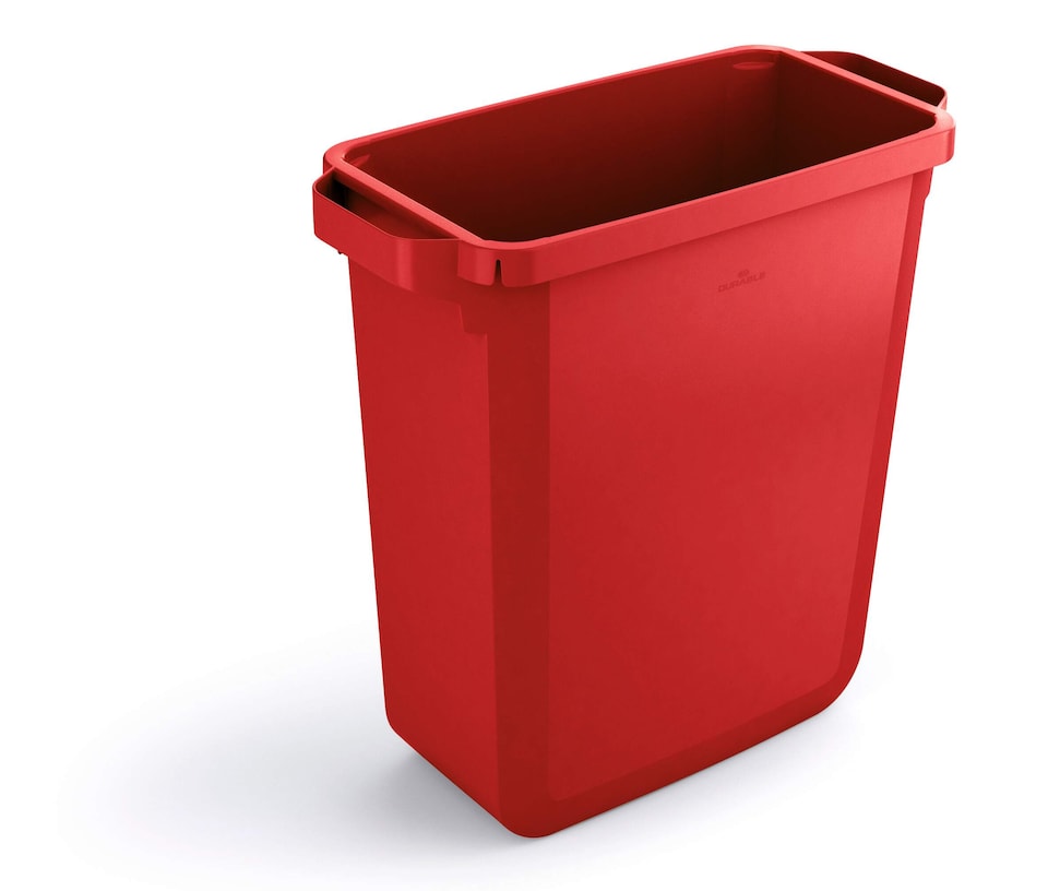 image 1 of Durable 60L Waste Bin Red | Rectangular Recycling Bin | Food Bin | DURABIN | Red