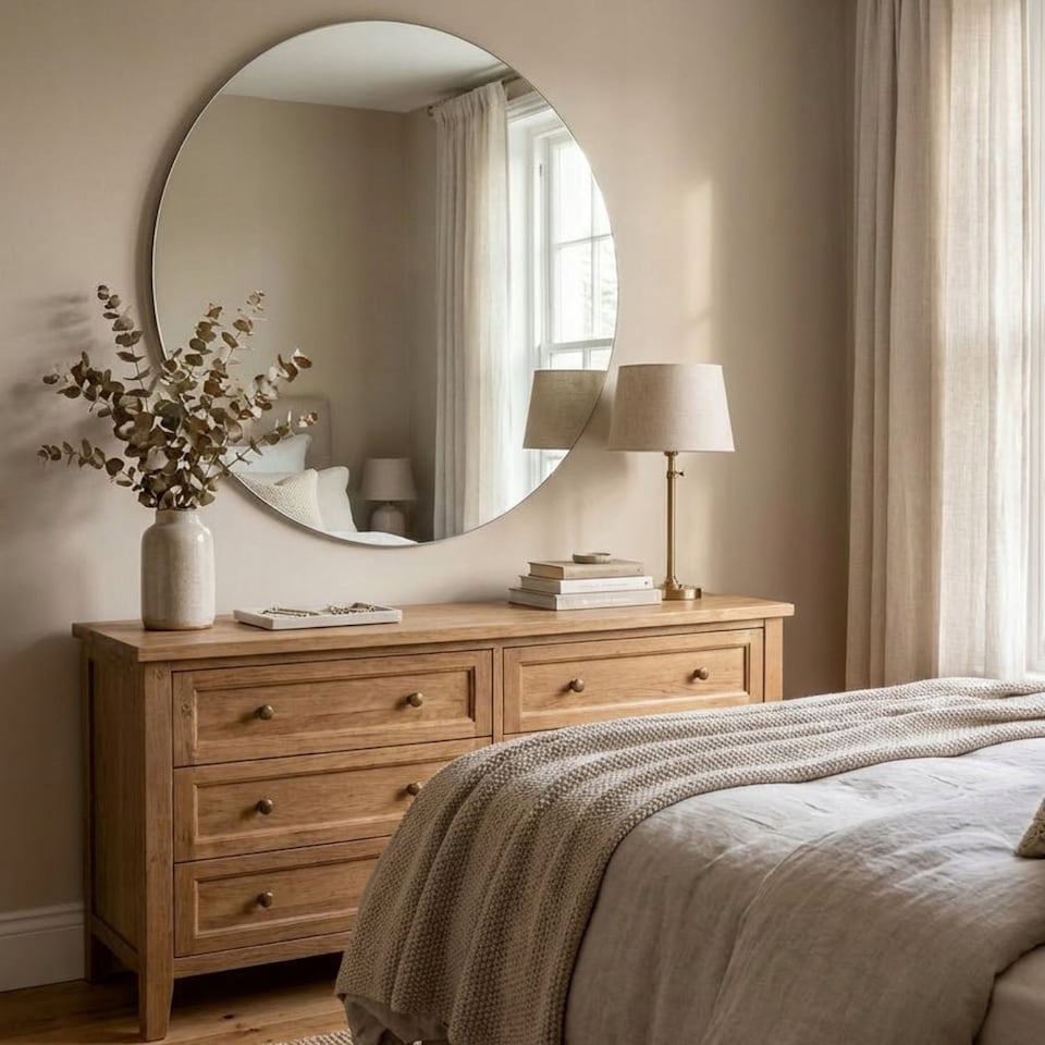 image 1 of Round Bathroom Mirror 80cm Frameless Polished Edge 4mm Silver Glass