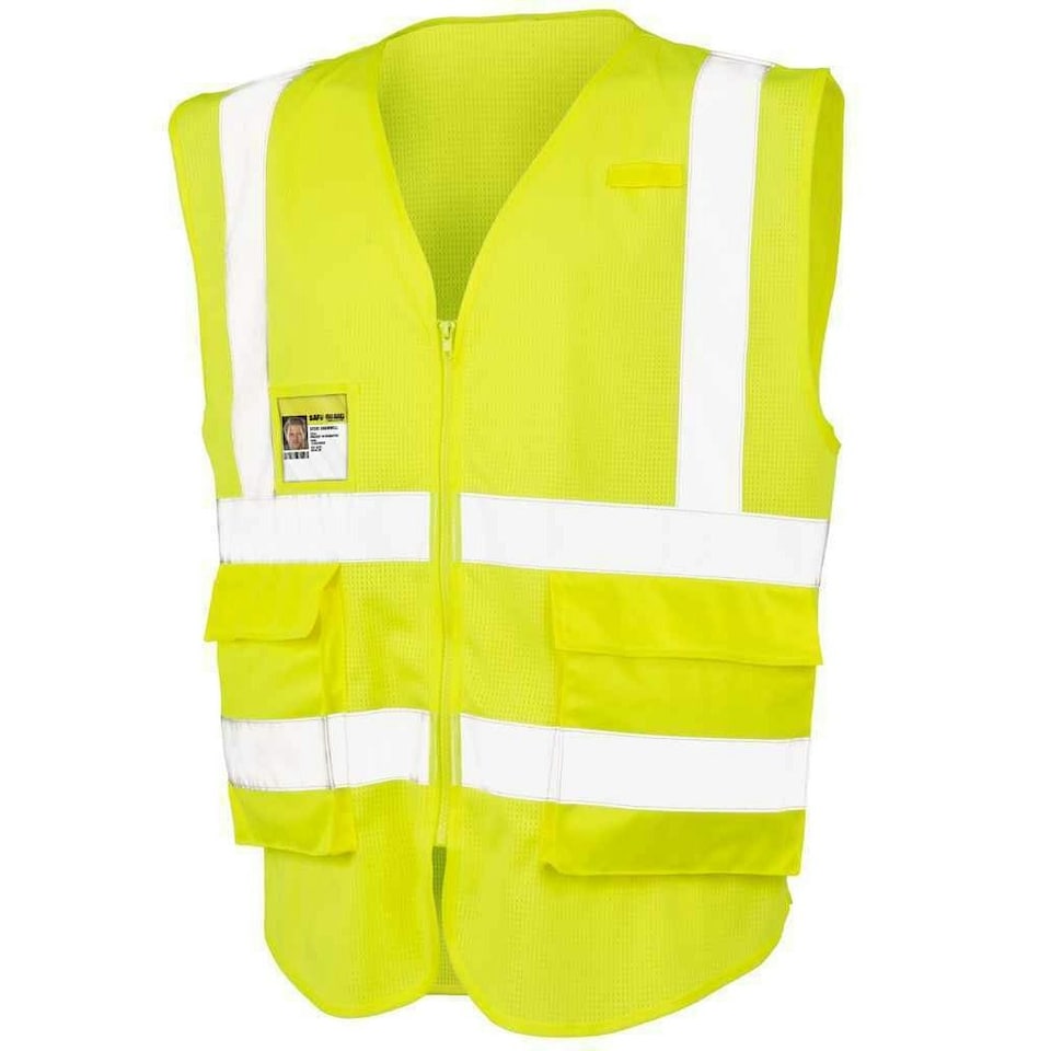 image 1 of SAFE-GUARD by Result Unisex Adult Executive Mesh Safety Hi-Vis Vest - Fluorescent Yellow - S