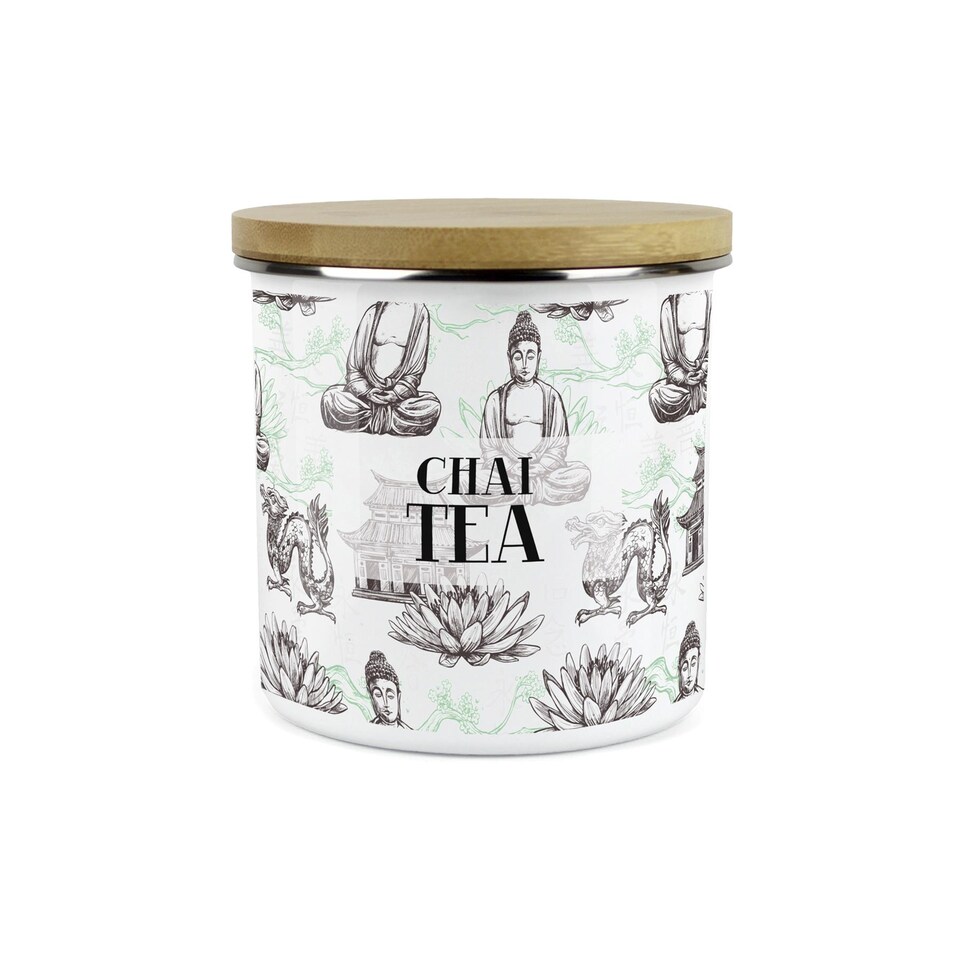 image 1 of Oriental Scene Large Chai Tea Canister