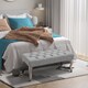image 2 of HOMCOM Tufted Upholstered Accent Bench Window Seat Bed End Stool Fabric Ottoman for Living Room, Bedroom, Hallway | Grey | Grey