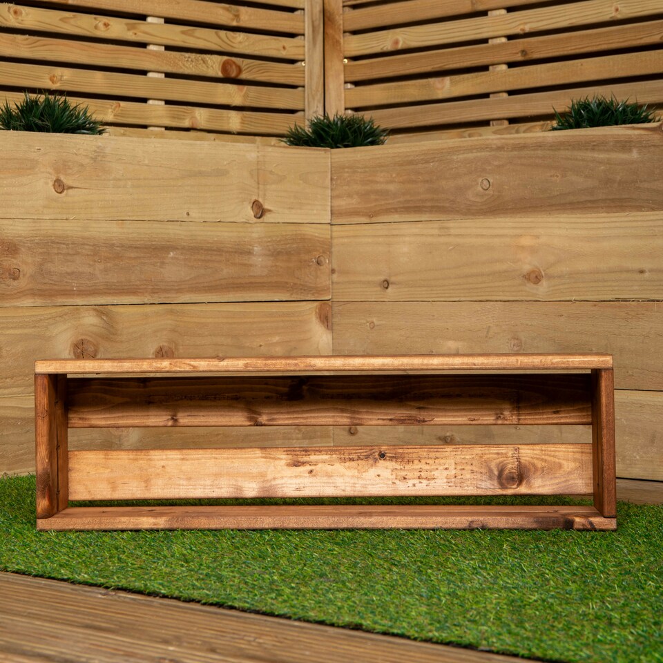 image 1 of Hand Made 76cm x 23cm x 14cm Rustic Wooden Garden Window Trough Flower Planter Brown