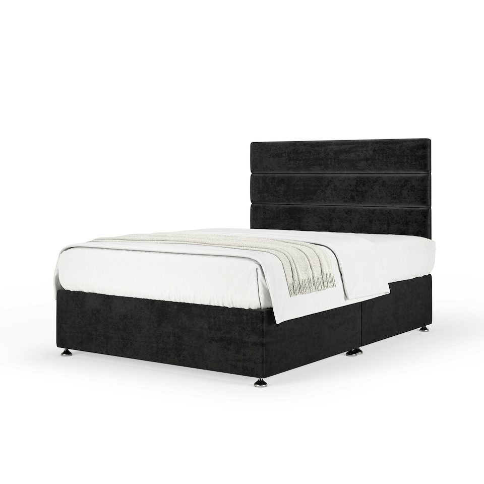 image 1 of Signature Platinum 2000 Pocket Sprung Black Naples Velvet Divan Set And Milan Headboard Super King