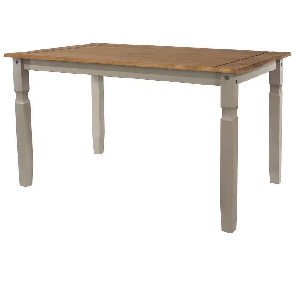 image 1 of Premium Corona Rectangular Dining Set with Table and 4 Chairs in Grey or Brown Waxed Pine - Solid Wood | Grey | Grey | 1