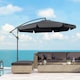 image 2 of Outsunny 2.7m Garden Banana Parasol Cantilever Umbrella with Crank Handle and Cross Base for Outdoor, Hanging Sun Shade, Black