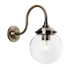 Victoria 1 Light Wall Light Antique Brass, Clear Glass Shade, E27