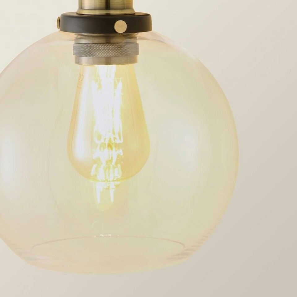 image 1 of ValueLights Industrial Style Black And Gold Wall Light With Tinted Glass Shade