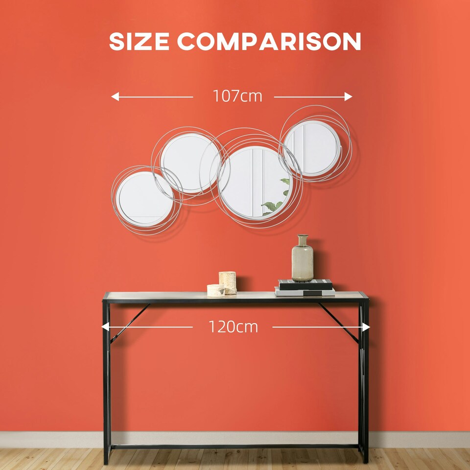 image 1 of HOMCOM Metal Wall Art Decorative Mirror Decor Modern Wall Sculpture Silver
