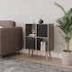 image 3 of Anthracite Oak 4-Cube Storage Unit with 2 Geo Doors and Legs | Black | Black & Beech | 1
