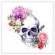 image 1 of Human skull with flowers (Picutre Frame) White | M
