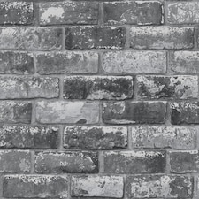Grandeco Brick Effect Vinyl Wallpaper - Slate Grey - One Size | Grey